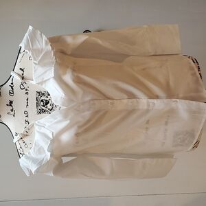 Womens White Button front Cold Shoulder Top Sz.Medium